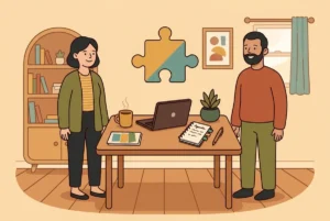 Persona adulta autista en su vida diaria