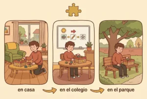 Niño autista repitiendo la misma actividad en casa, en el colegio y en el parque