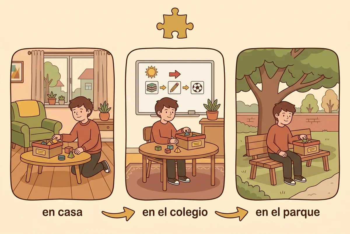 Niño autista repitiendo la misma actividad en casa, en el colegio y en el parque